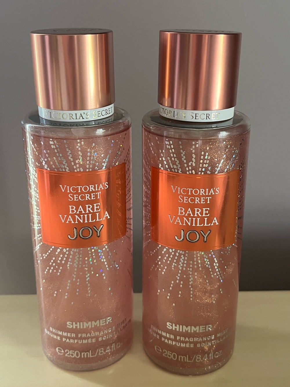 Two PINK Victoria’s Secret Bare Vanilla Joy Shimmer Fragrance Body Mists